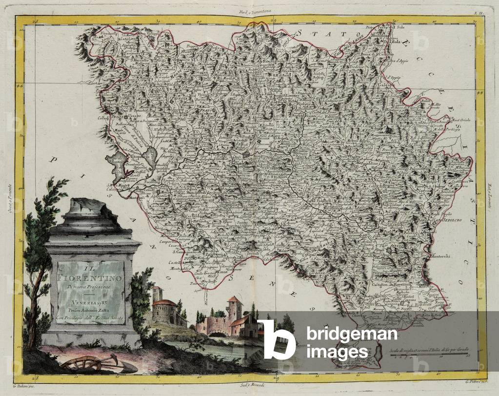 Territory of Florence, engraving by G. Zuliani taken from Tome II of the 
