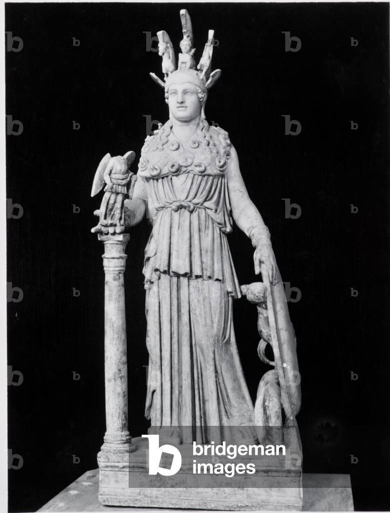 Athena Parthenos, copy of a 5th century original by Phidias (c.500-c.432 BC) (marble) (b/w photo)