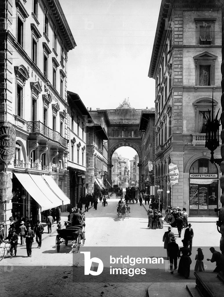 Via Strozzi, Florence, c.1890 (b/w photo)