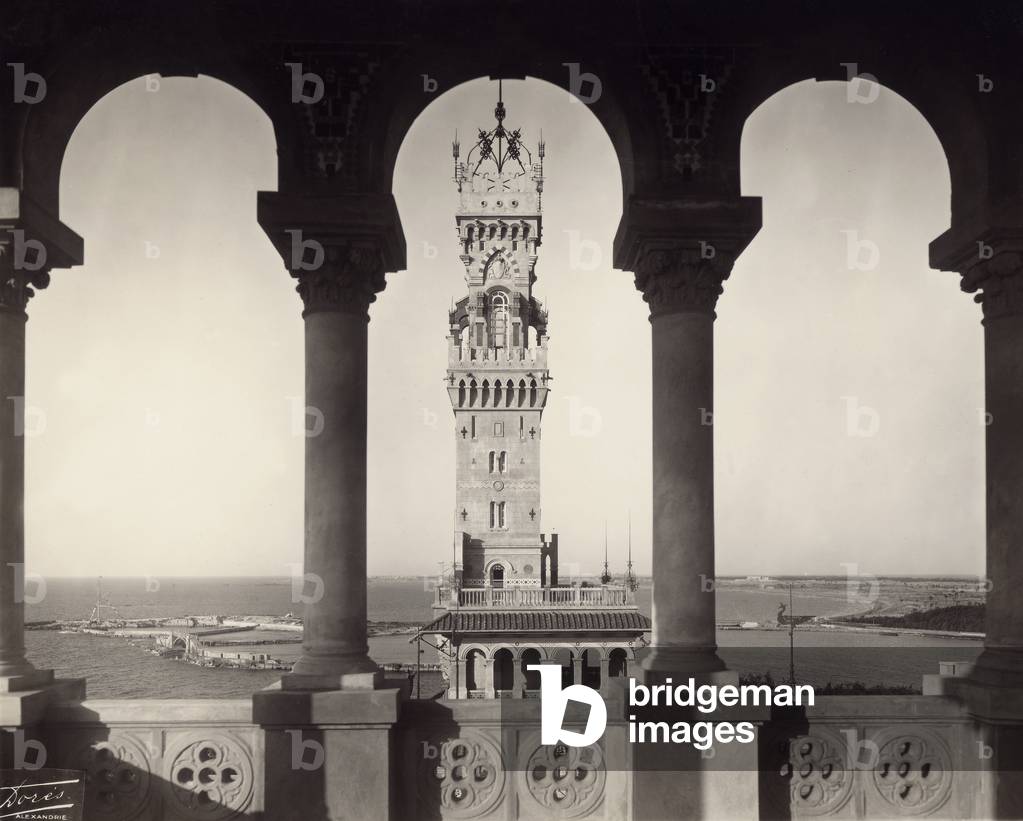 The tower of the Royal Palace of Montazah, in Alexandria, Egypt. Architectual structure constructed by Ernesto Verrucci