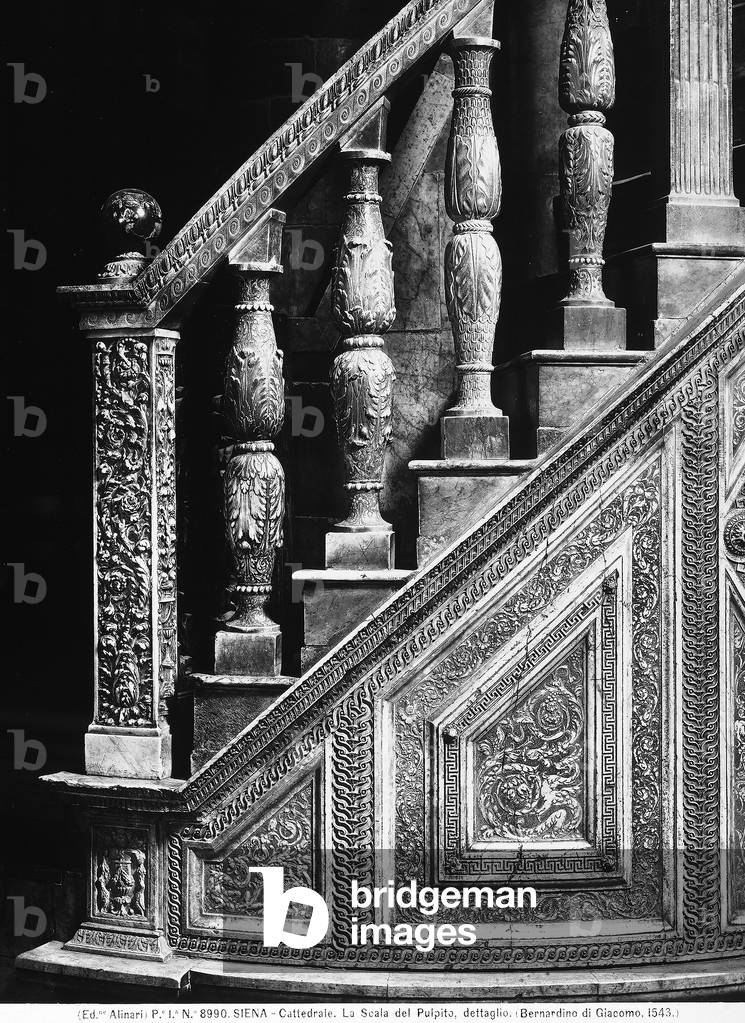 Steps of the pulpit by Nicola Pisano, reconstructed in the sixteenth century, the work is preserved in Siena Cathedral