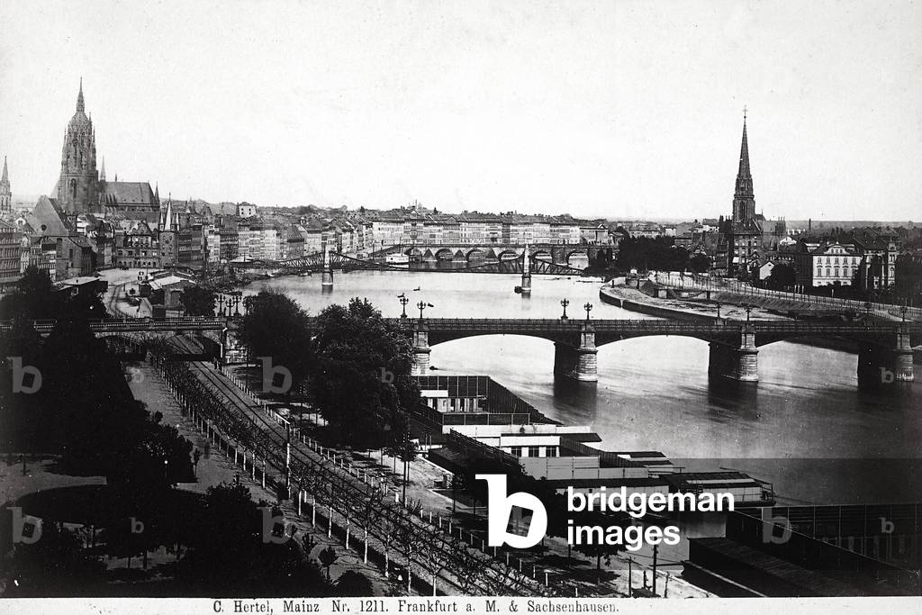 Panorama of Frankfurt, Germany, with river Meno