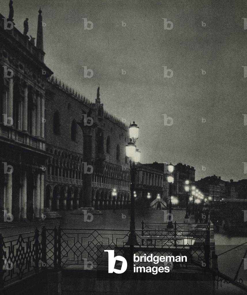 Night view of the Riva degli Schiavoni in Venice