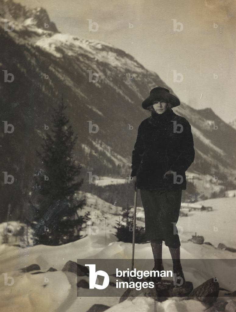 Portrait of a woman in the mountains