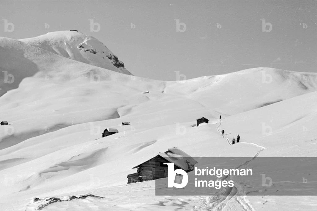Mountain with homes in the snow, Cortina d'Ampezzo