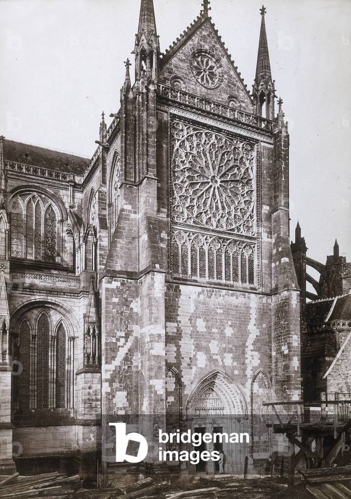 View from the exterior of the transept of the Cathedral of Notre-Dame in Sées, near Alençon, France