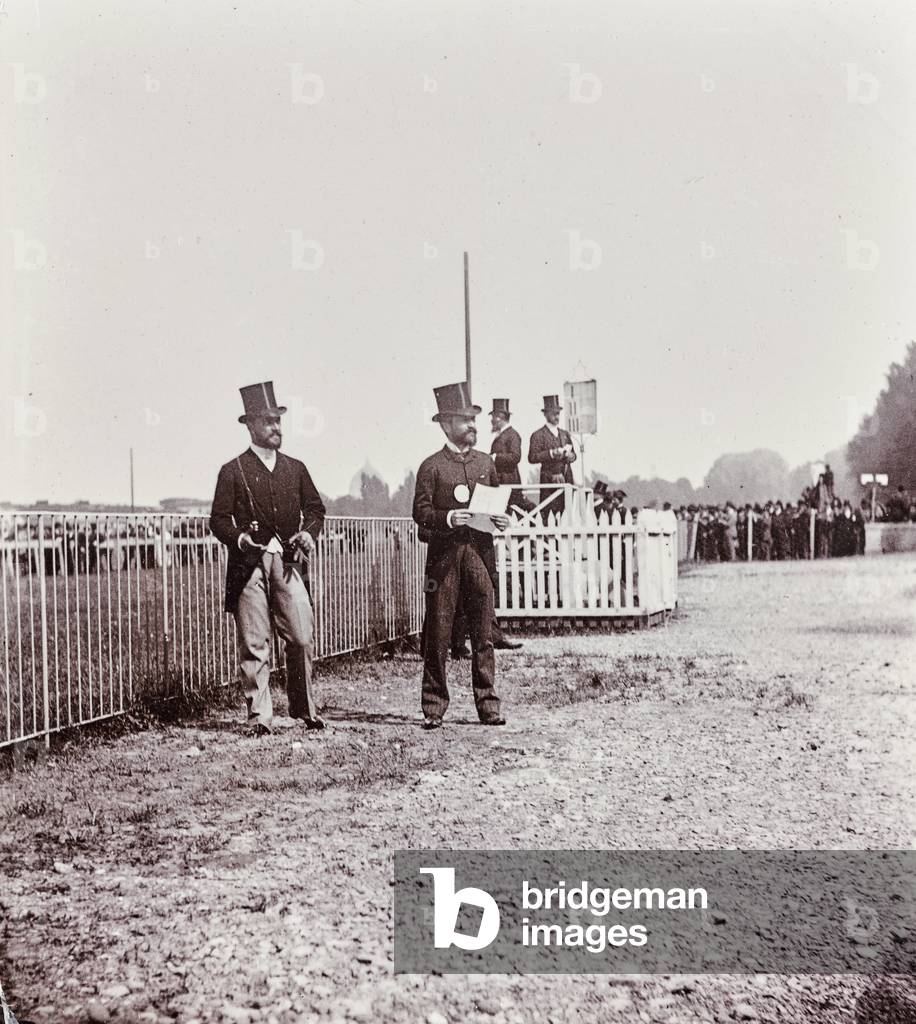 Viewers racecourse in the Cascine Park: The Duke of Leuchtenberg, Torrigiani Prince of Scilla, the Marquis Malaspina Azzolino, Prince Piero Strozzi