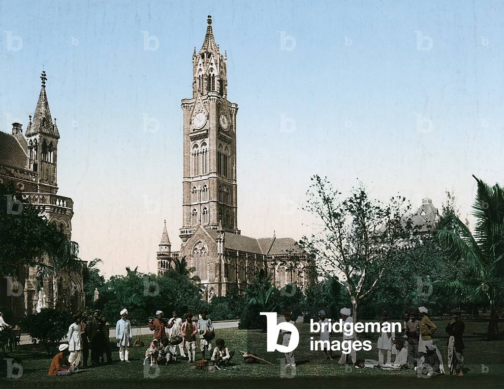 The Clock Tower seen from the garden of the University of Bombay, 1890 (photomechanic print)