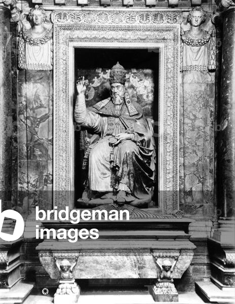 Monument to Pope Paul IV (1476-1559) designed by Pirro Ligorio (c.1500-80) sculpted by Giacomo and Tommaso Cassignola (marble) (b/w photo)
