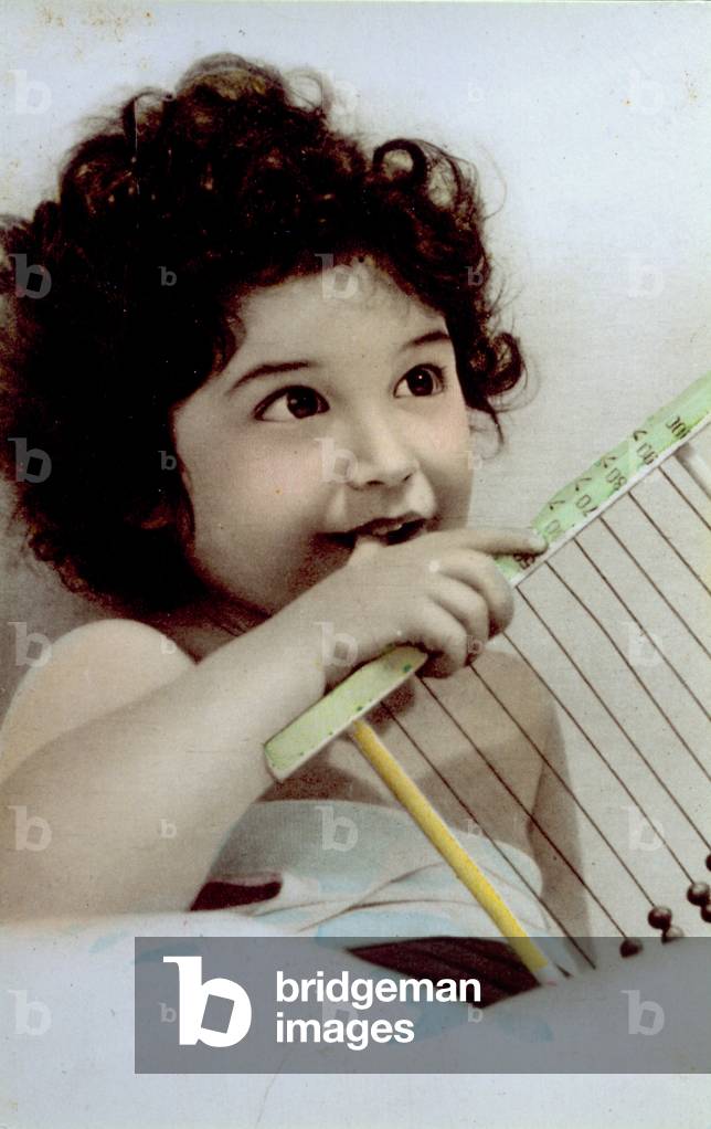 Half-length portrait of a little girl with an abacus