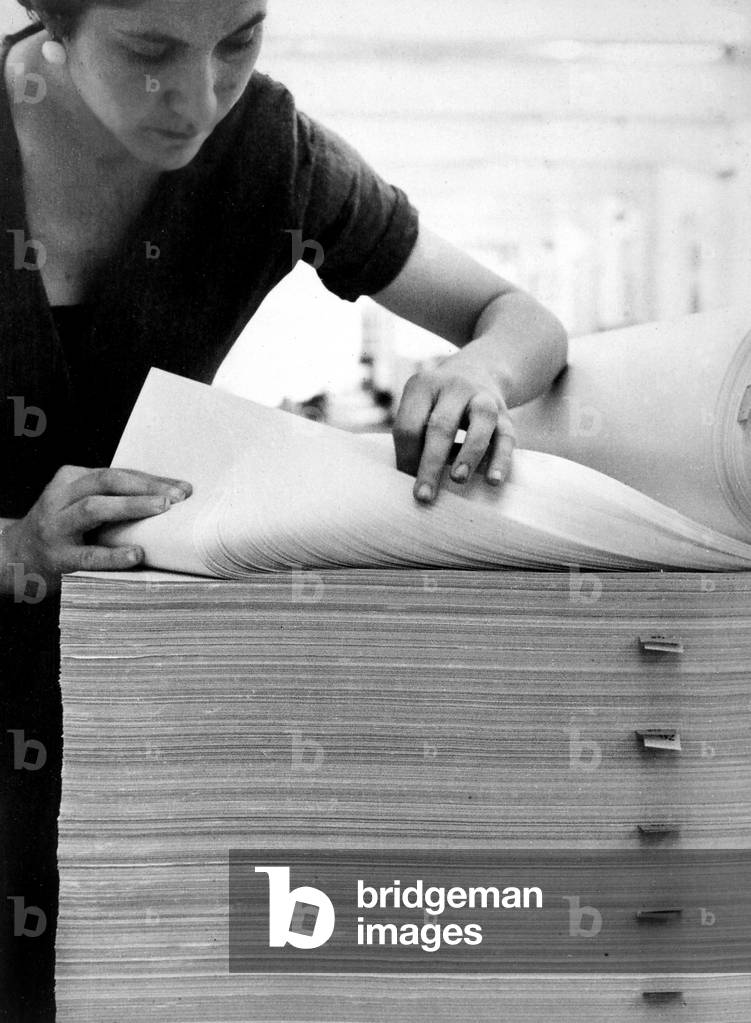 A young woman at work in the Cartiera Burgo, San Mauro Torinese, Italy, c.1940-50 (gelatin silver print)