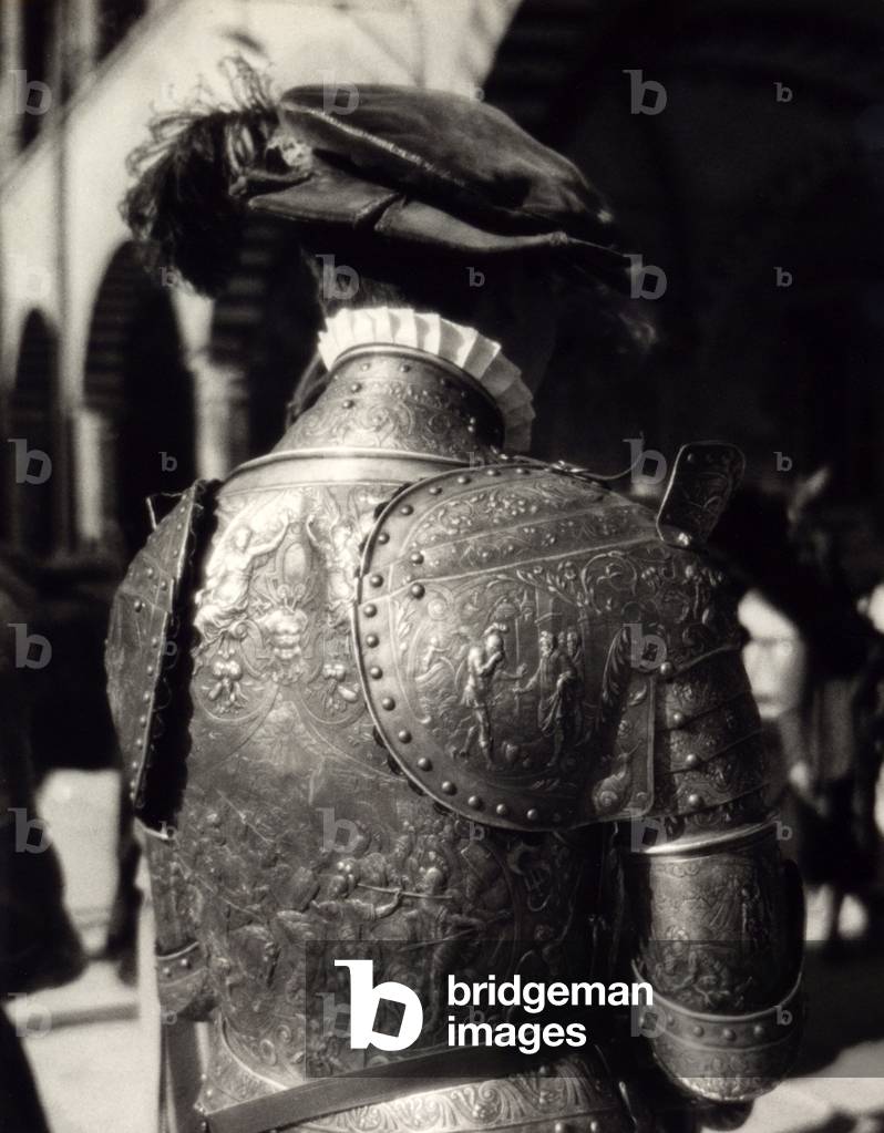 A participant in parade armor