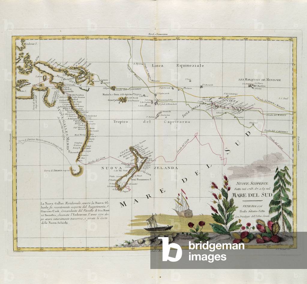 New discoveries made in 1775, '67 and '69 in the South Seas, engraving by G. Zuliani taken from Tome I of the 