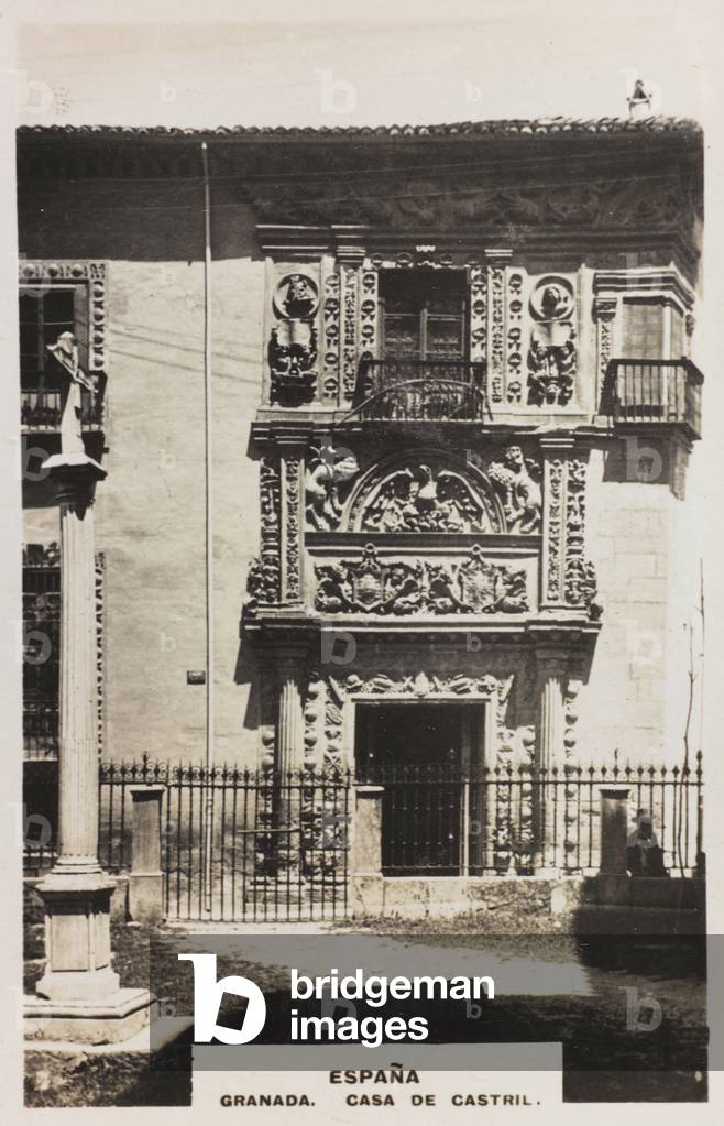 The façade of the Casa de Castril, Granada, Spain, c.1900-10 (b/w photo)