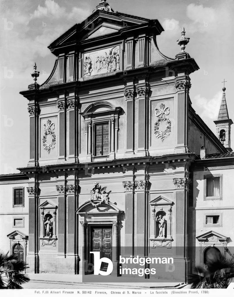 The facade of the Church of San Marco, in Piazza San Marco in Florence