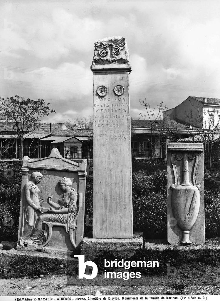 Funeral monuments of the Karibo family located in the Cemetery of Dipylon by the Acropolis of Athens.