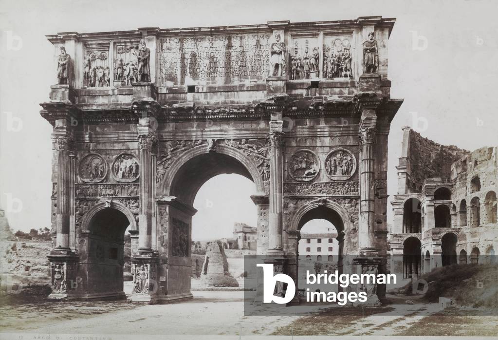 The arch of Constantine are part of the Colosseum, in the Imperial Forum, Rome