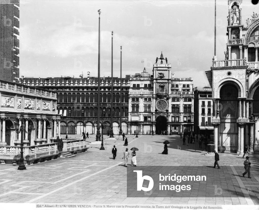 San Marco square with the old Procuratie, the Clock Tower and the Sansovino's Loggetta, Venice