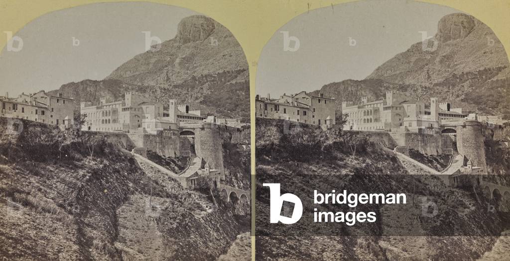 View of the Palace of the Princes in the Principality of Monaco, 1850 ca., Principality of Monaco, Monaco (b/w photo)