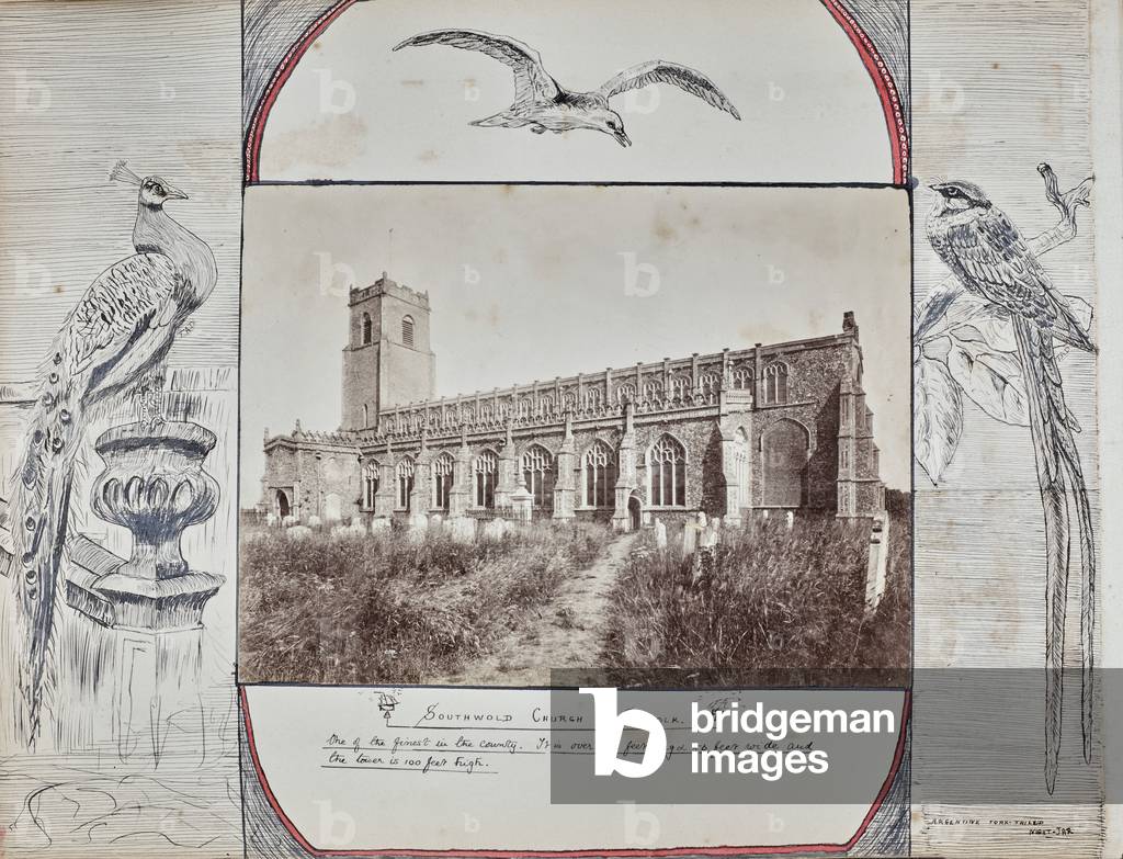 Album with photos of Britain: the table with the church in Southwold Suffolk