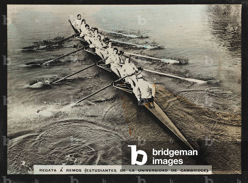 Cambridge University students during a rowing race