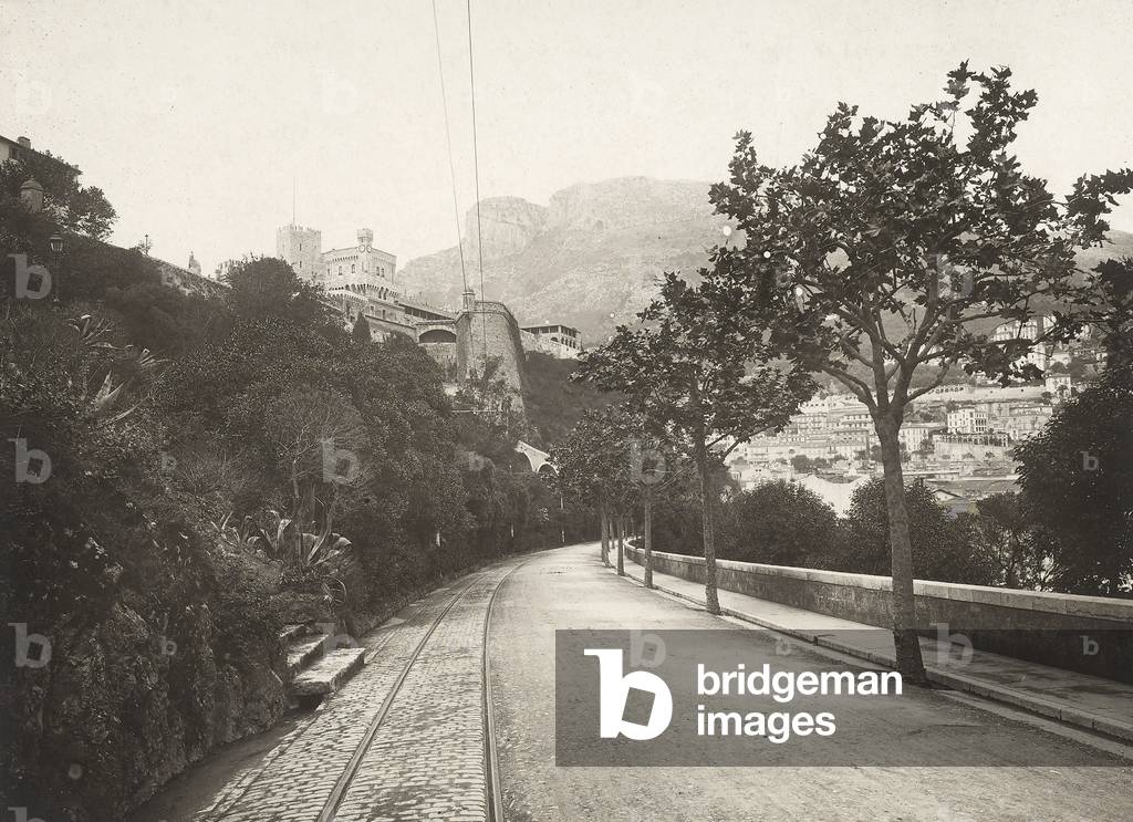 Street that crosses the city of Montecarlo. Principality of Monaco, France, 1920 ca. (b/w photo)