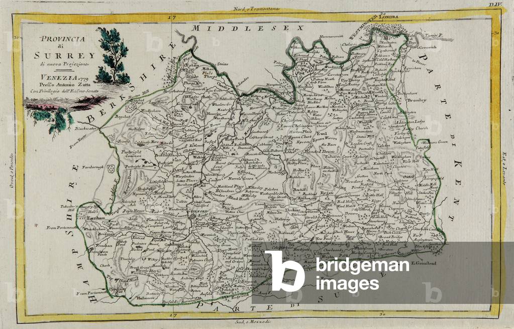 Province of Surrey, engraving by G. Zuliani taken from Tome I of the 