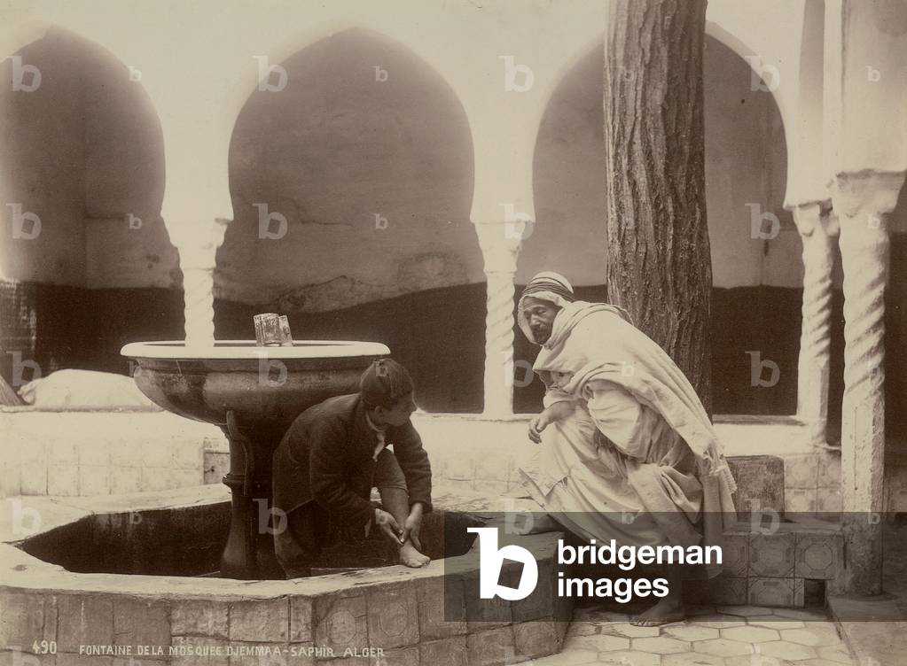 Ablution fountain in the Djemmaa-Saphir Mosque in Algiers, Algeria, 1880 (print on double-weight paper)