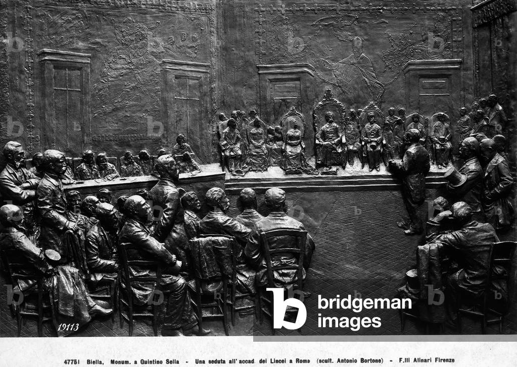 A Session of the Academy of Lincei in Rome (bronze) (b/w photo)