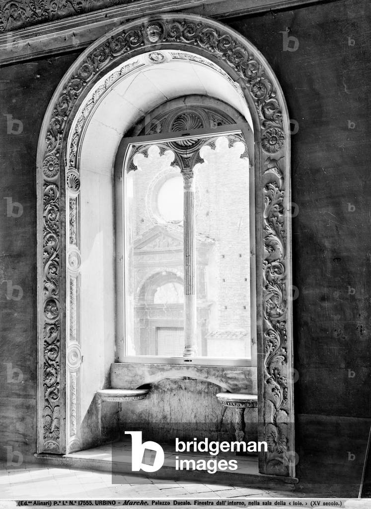 Window inside the Sala della Jole in the Ducal Palace of Urbino