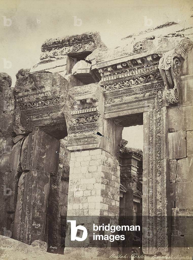 Entrance to the Temple of Jupiter or the Temple of the Sun, in the archeological zone of Heliopolis or Baalbek, ancient Syrian city, now Lebanon