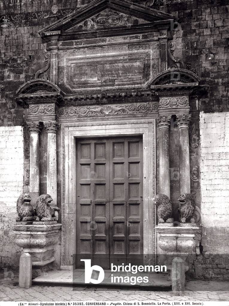 The entrance portal of the Church of San Benedetto, in Conversano, Apulia