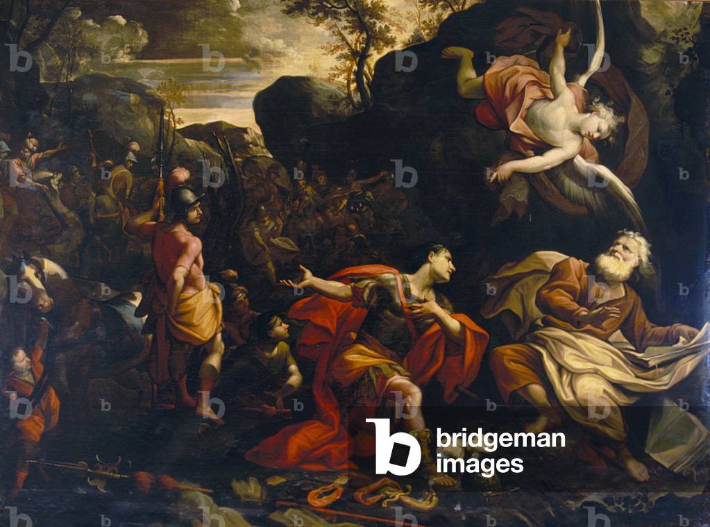 Abraham offering to Melchizedec a tithe from the spoils after the victory over the peoples of the Valley of Shaveh