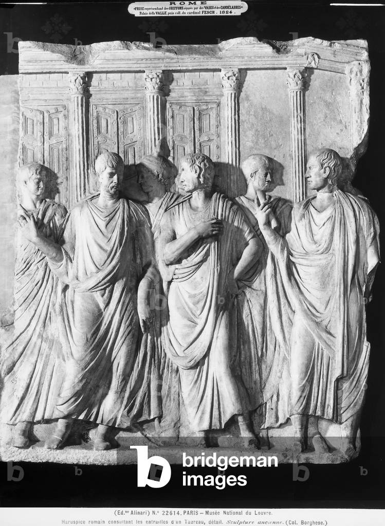 A group of senators outside the Temple of Jupiter (marble) (see 261376 amd 261377)