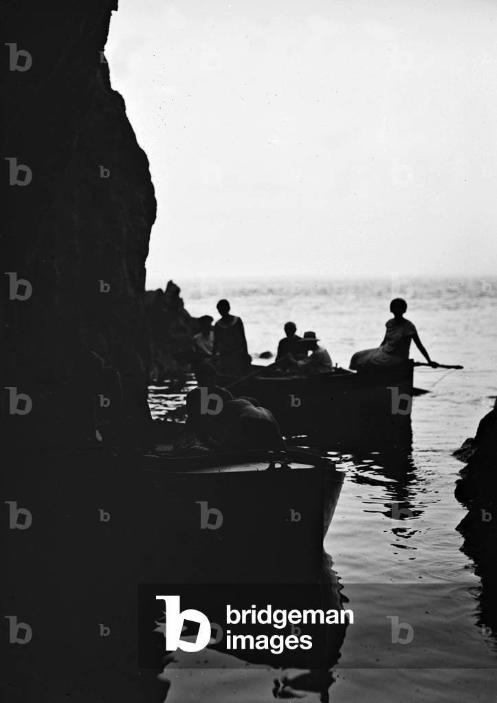 Group of tourists on board of boats near Enfola, Elba Island