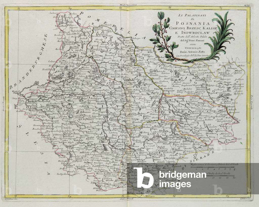 The Palatinates of Posnania, Gniesno, Brzesc, Kalisz and Inovroclav, engraving by G. Zuliani taken from Tome III of the 