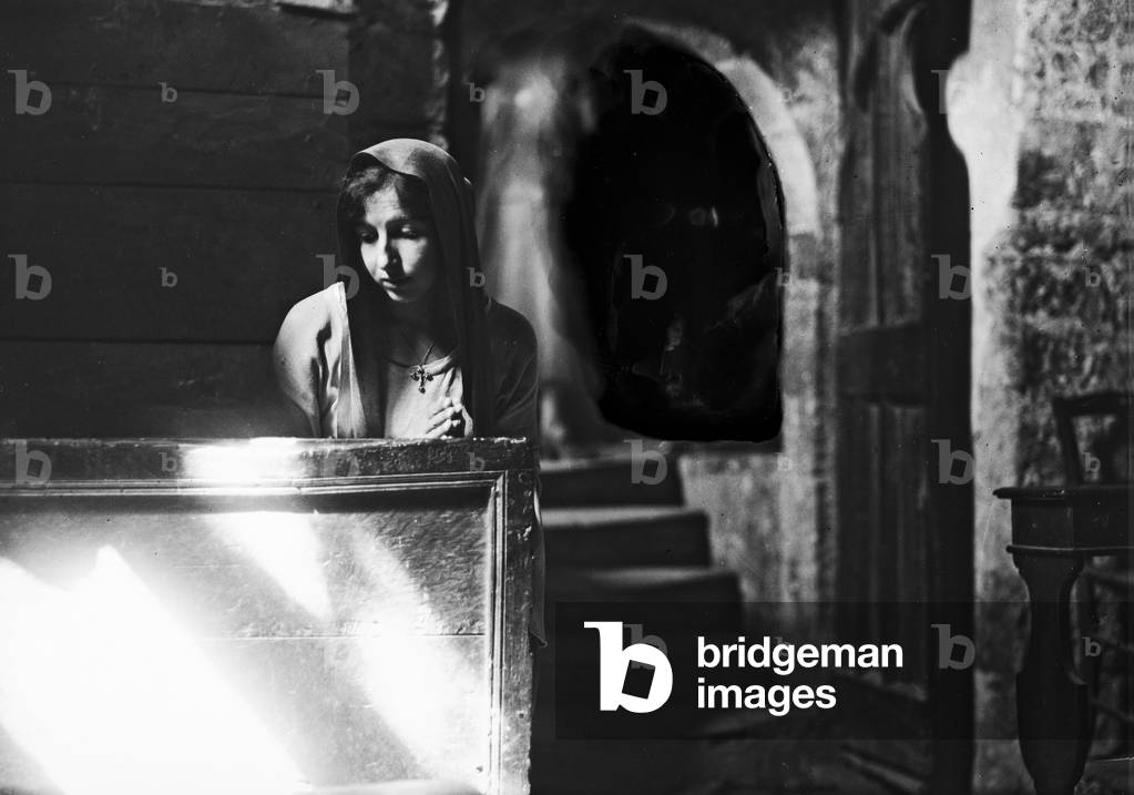 Portrait of a woman in a church