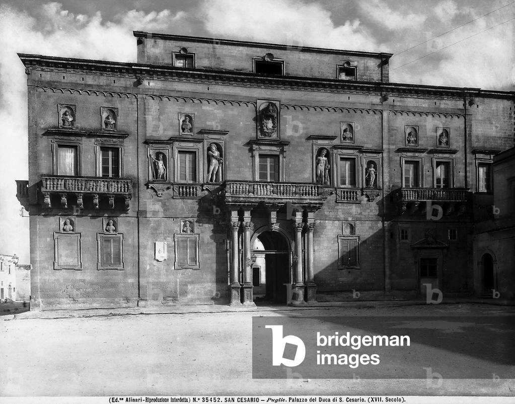 Façade of the ducal palace in San Cesario di Lecce, in Apulia