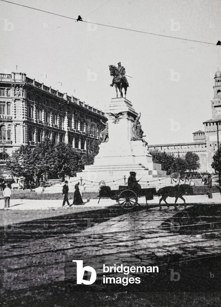 Equestrian monument to Giuseppe Garibaldi in Largo Cairoli in Milan