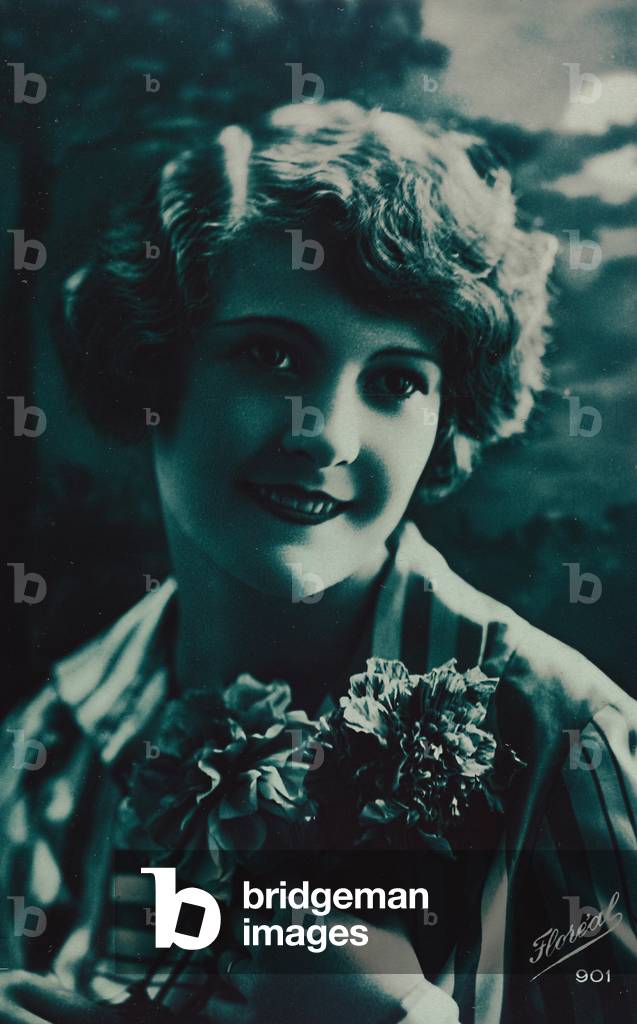 Portrait of a young woman, postcard
