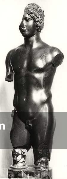 Statue of an ephebe or youth (basalt) (b/w photo)