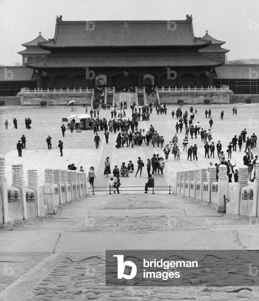 Wumen door inside the Forbidden City in Beijing (b/w photo)