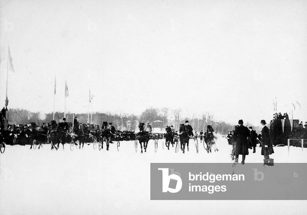 Stockhom Winter Games. A trotting race on the snow.