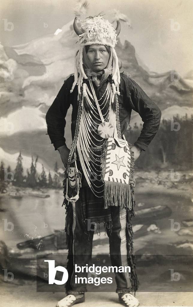 Studio portrait of an American Indian, 1900-1910 (print on double-weight paper)