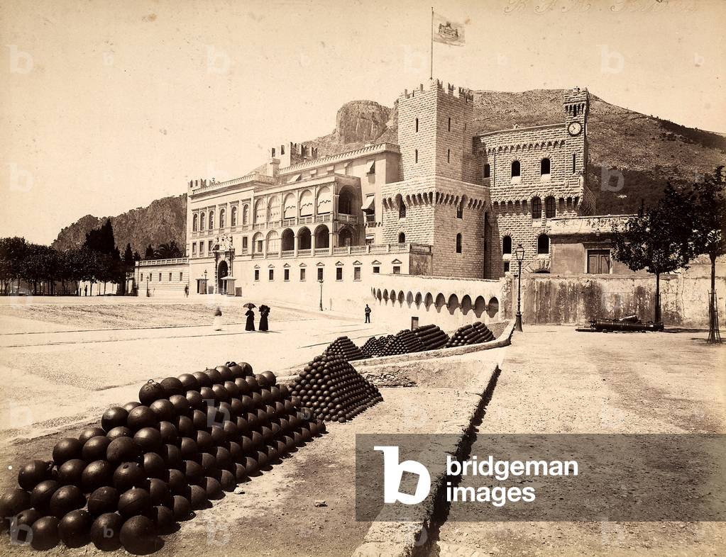 The Prince's Palace in Montecarlo, in the Principality of Monaco, 1890 ca., Principality of Monaco, Monaco (b/w photo)