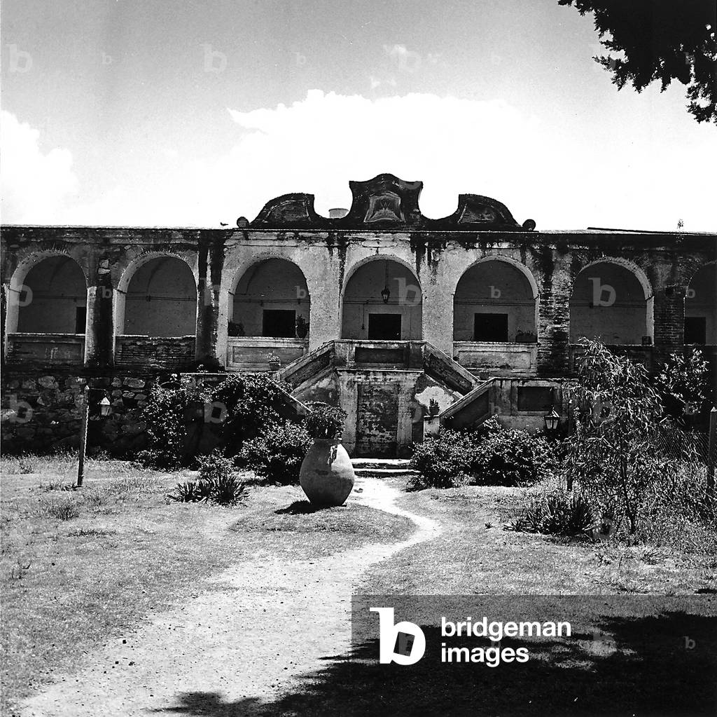 Garden and portico of an old house in Salta, Argentina