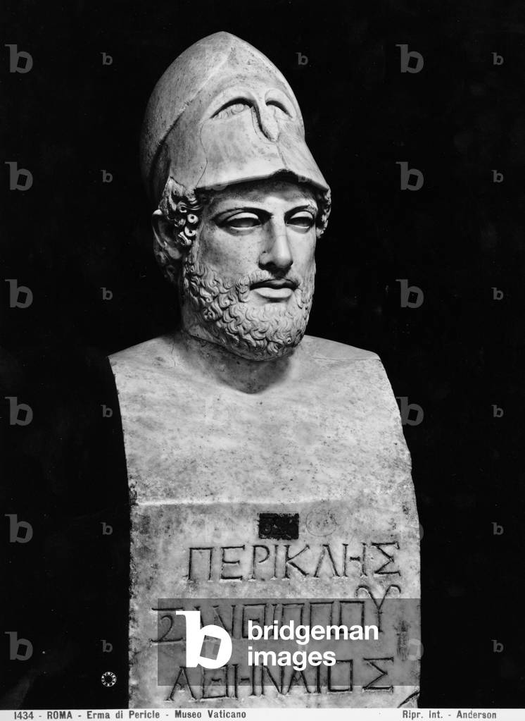 Bust of Pericles (c.490-429 BC) (stone) (b/w photo)