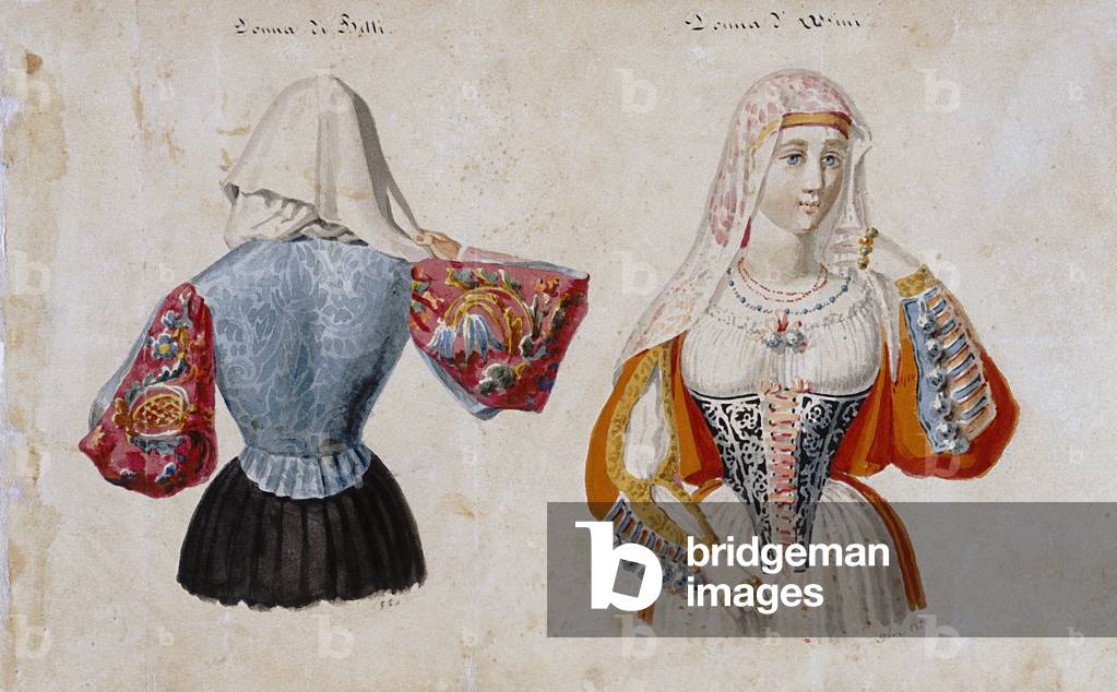 Sardinian costumes from Bitti and Osini, print ms. 257, Cominotti Collection