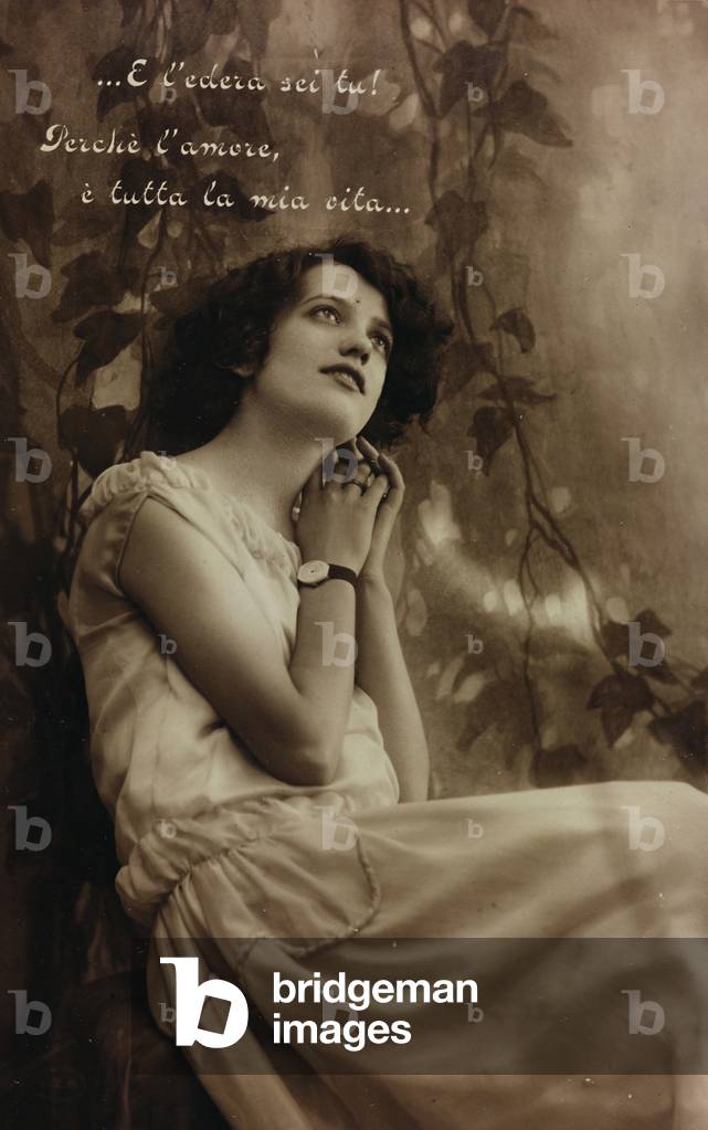 Portrait of a young woman, postcard