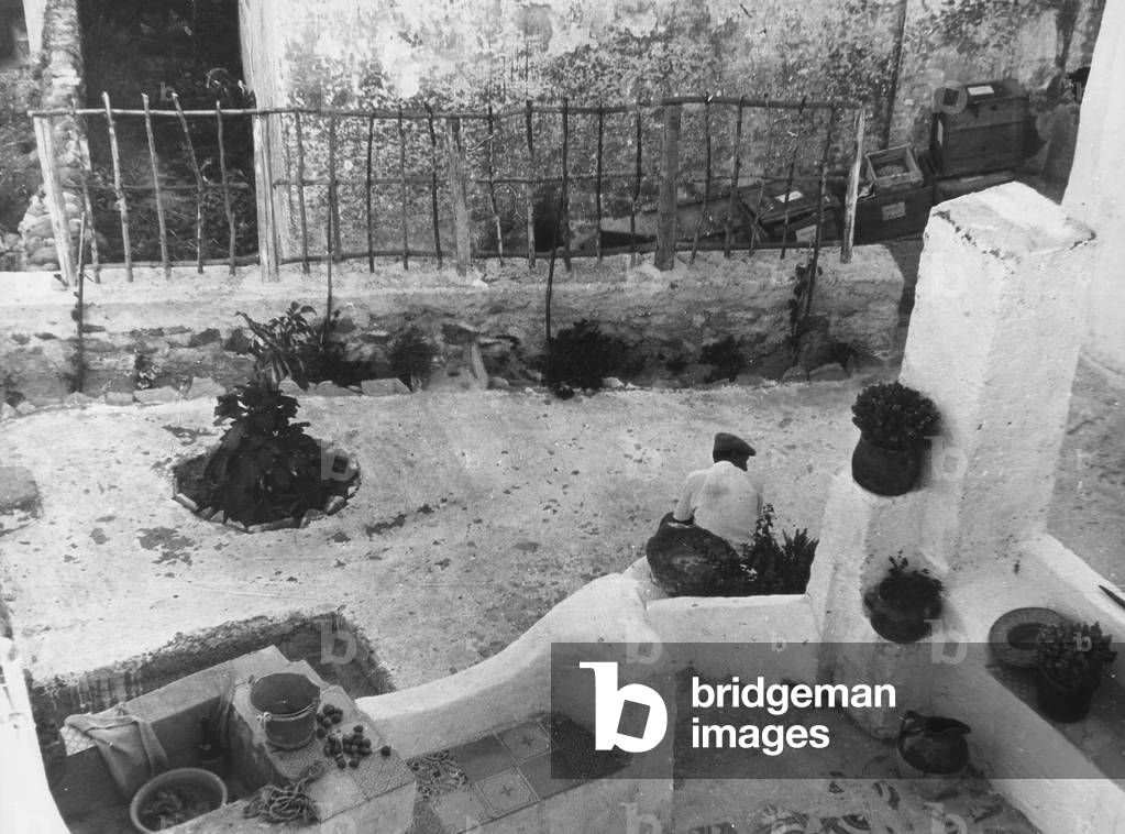 Courtyard of a house in Panarea (b/w photo)